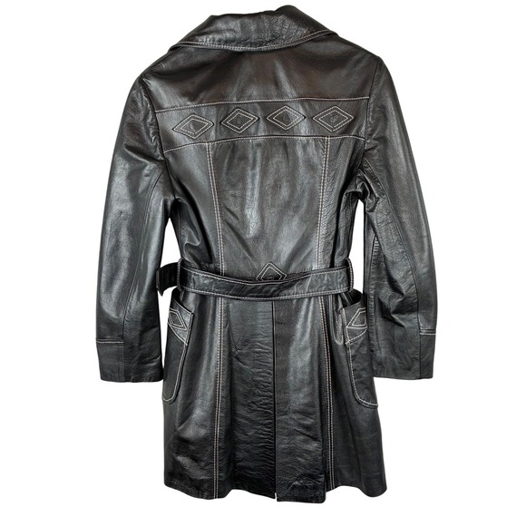 VTG 70s Suburban Internat'l Leather Coat Black Small Western Cowgirl Country - Picture 4 of 16